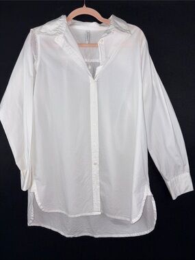 Lanidor Crisp White 100% Cotton Oversized Button-Down long Sleeve Shirt Medium